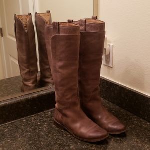 Frye Grey Burnished Leather Paige Riding Boots